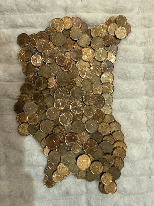 Ръчно изработена карта на България с български монети