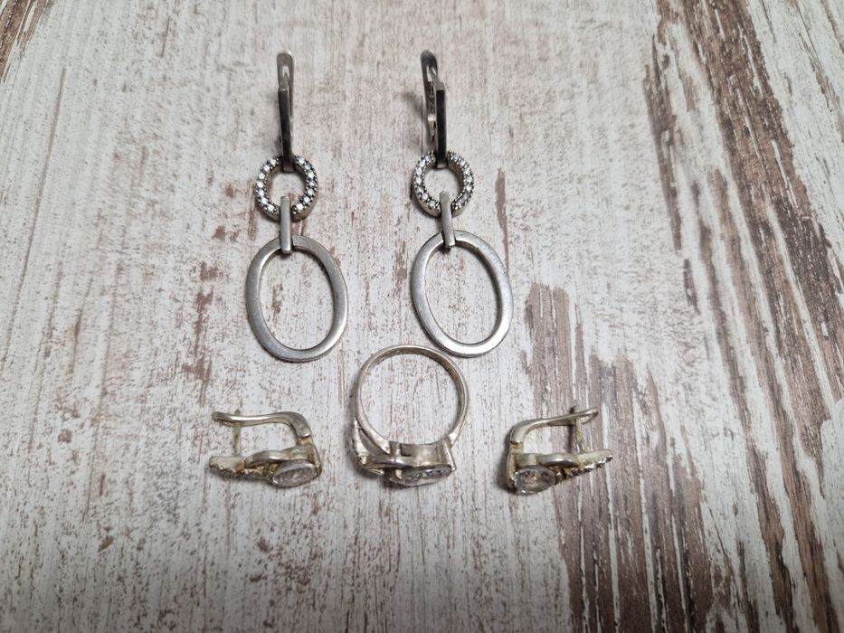 Сребърни обици и пръстен проба 925