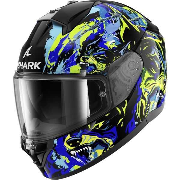 ТОП ЦЕНА Каска за мотор SHARK RIDILL2 RAGING BEAST  blue/Yellow ,очила