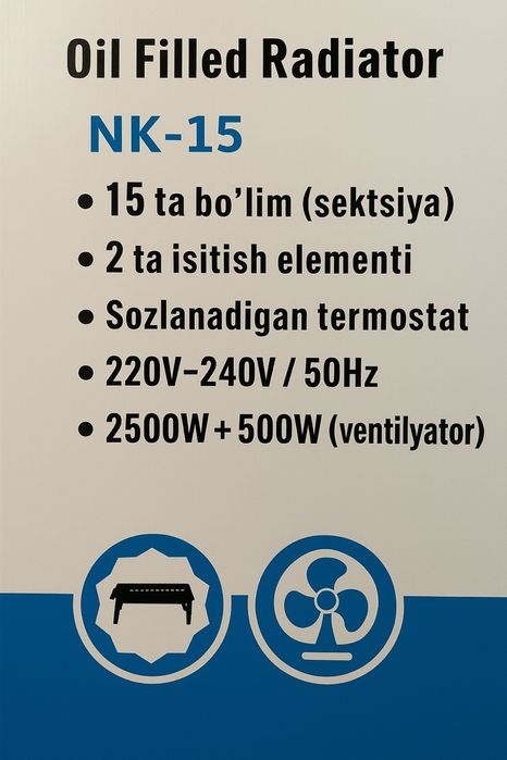 15 seksiyali Moyli pechka / Масляный радиатор на 15 секций