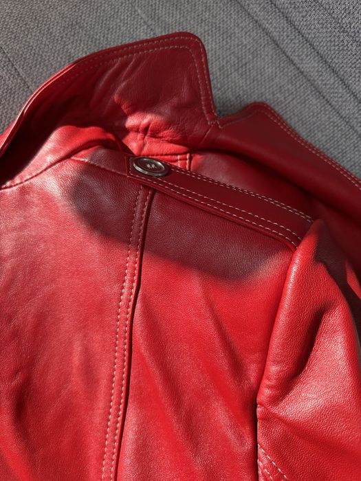 Geaca rosie de piele naturala 100% calitate