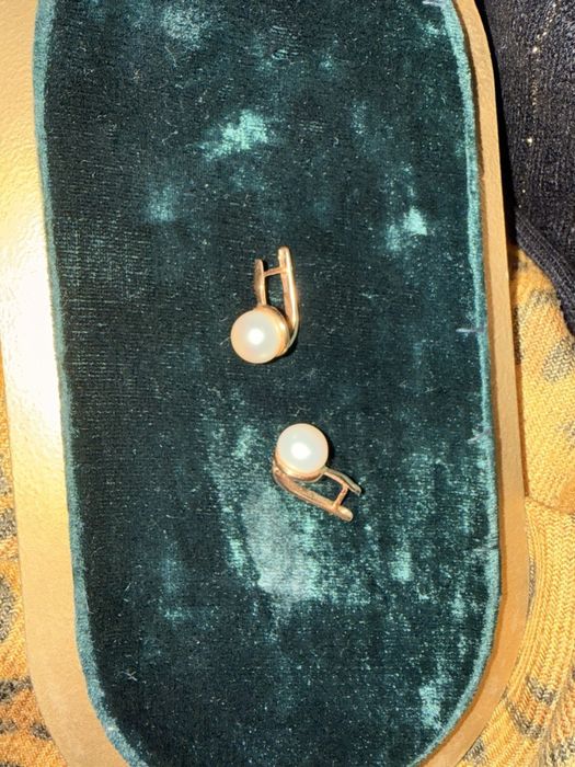 Золотые серьги с жемчугом СССР