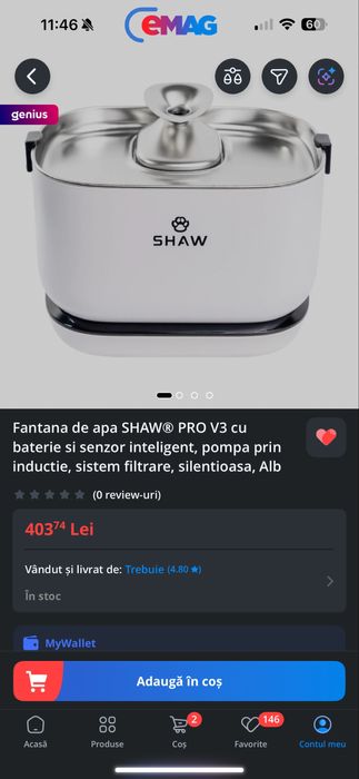 Fantana de apa pisici - SHAW