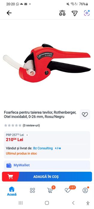 Foarfeca de taiat teava rothenberger