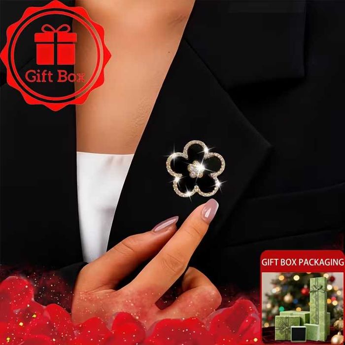 Дамска брошка цвете с камъни