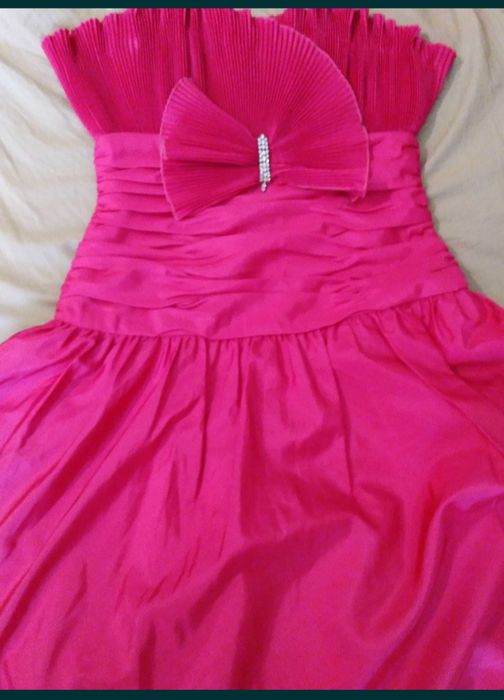 Rochie elegantă saten ciclamen mar M