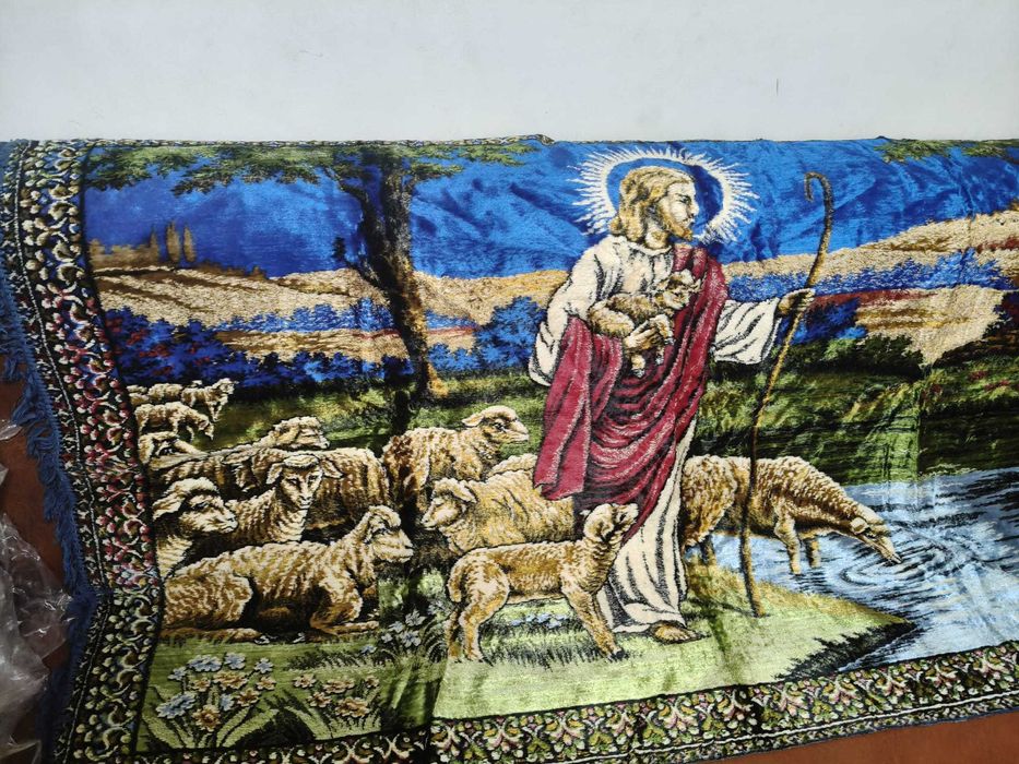 Carpeta cu Isus pastor in stare impecabila - 1970