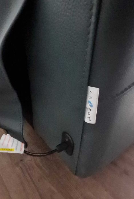 Тюркоазено син кожен диван тройка с ел. релакс механизъм La-z-boy