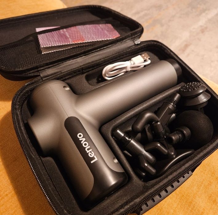 Pistol masaj Lenovo, 30000 rotatii/min reglabil, 8 capete, acumulator