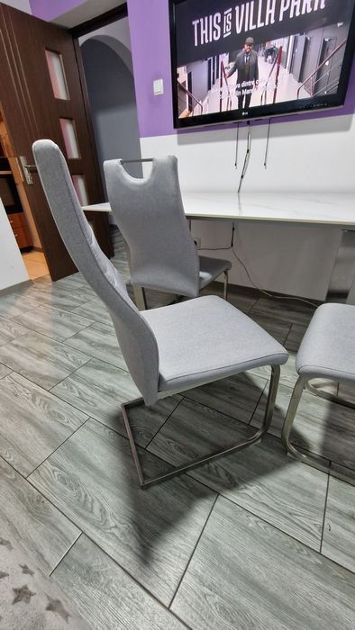 Masa ceramica suport inox cu 6 scaune