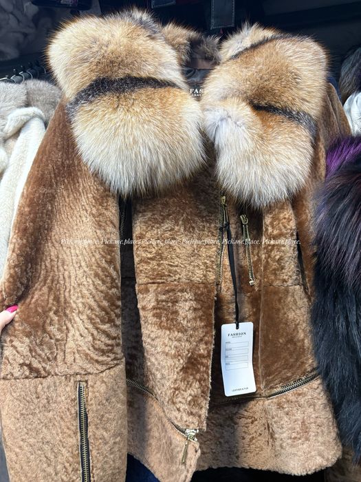 Палта от алкантара и естествен косъм лисица