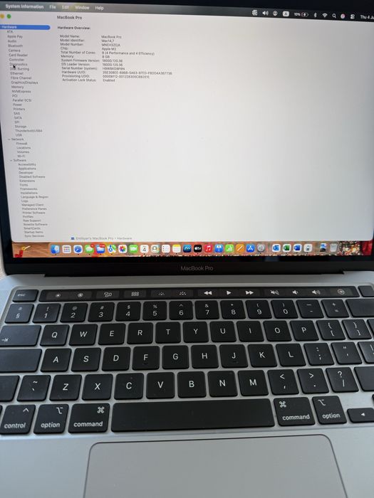 Macbook pro 13 m2 8 ram 256 ssd