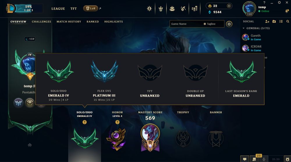 League of Legends Rank Emerald 106 skins toti campionii