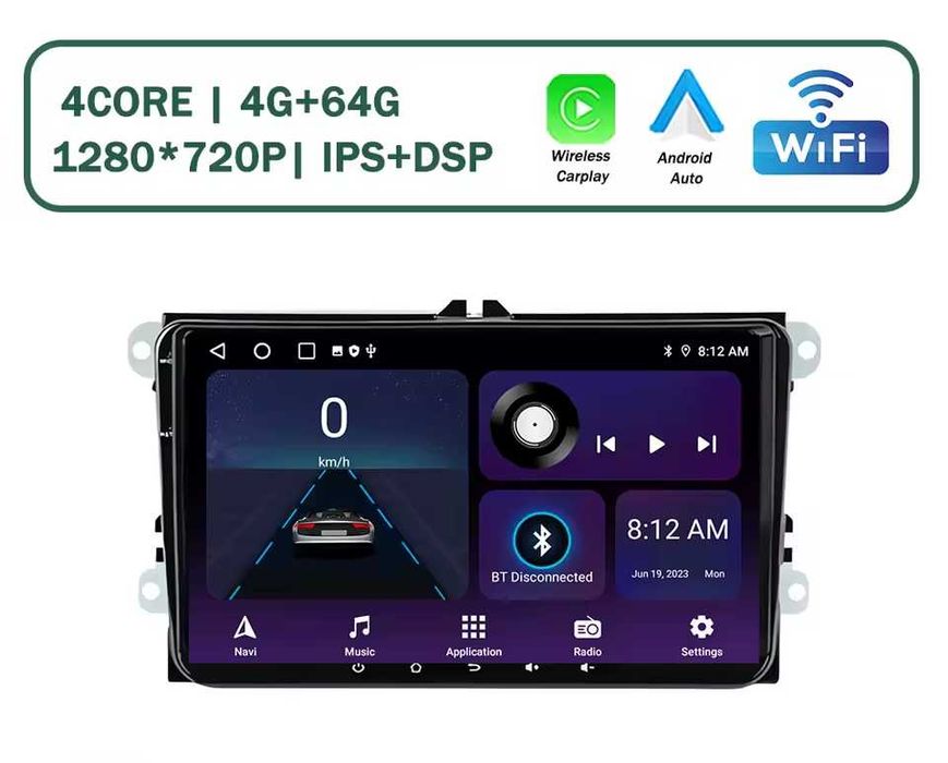 Navigatie Android 4GB RAM+ 64GB VW GOLF 5 6 PASSAT B6 B7 CC SEAT SKODA cu TOUCH