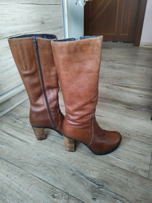 Кафяви ботуши естествена кожа, 38 номер