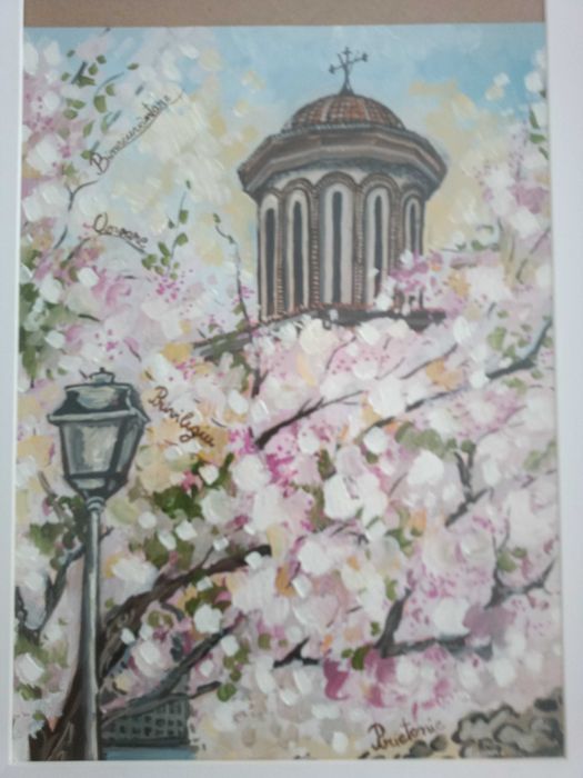 Vand tablou pictat cu Mănăstirea Radu Vodă