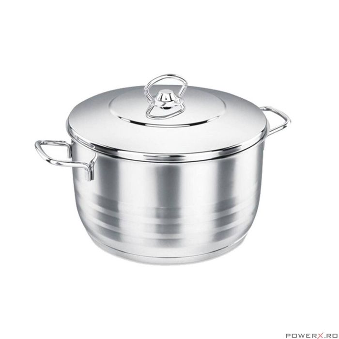 Oala cu capac din inox, 20X12cm, 3.7litri, compatibila cu toate