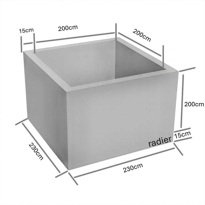Camin din beton prefabricat armat 200×200x200x15 cm cu radier