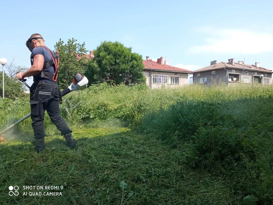 Косене на трева, почистване на силно обраснали места, коренене,рязане