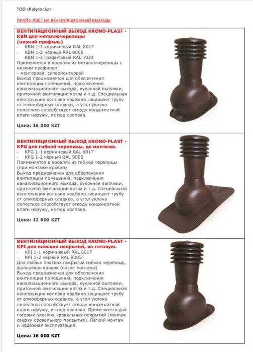 Вент Выходы на крышу