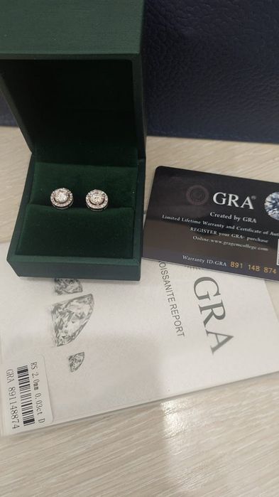 Серьги пуссеты муассанит