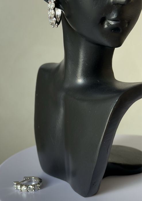 Дамски обици (халки) с лаб. диаманти (moissanite, мойсанити)