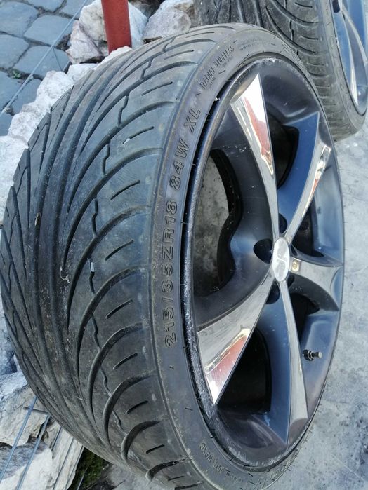 Jante Aluminiu pe 18, 5x100mm, Cauciucuri vara 215 35 R18, 750 Ron