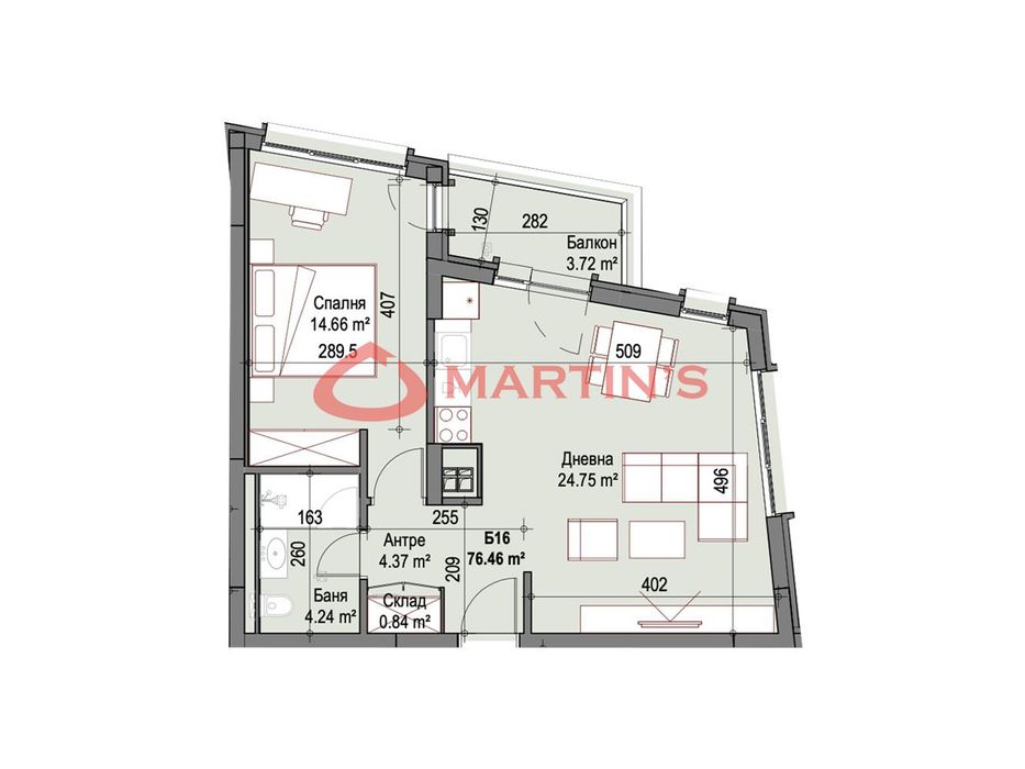 Продава се Двустаен апартамент в София, Сухата река - 76 кв.м за 1932 €/кв.м - Снимка #2