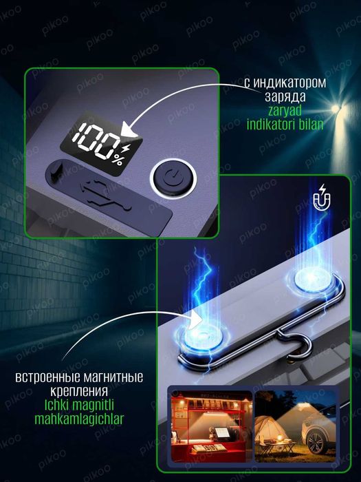 Аварийный прожектор 180 LED, 20000 мАч,  3 режима, магнит и крючок