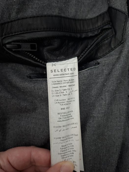 Geaca  biker din piele neagra Selected pentru barbati