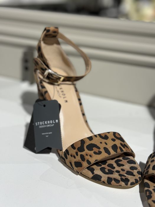 Sandale elegante , piele naturala , Stockholm Leopard noi 36, 37,38