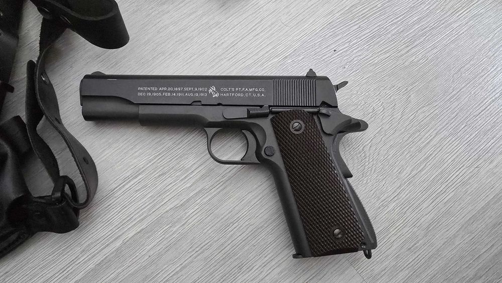 Pistol airsoft Colt 1911 Full METAL cu blowback + holster Armadillo