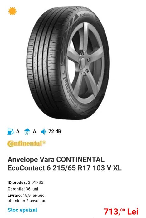 Anvelope Continental EcoContact 6 215/65 R17 103 V XL