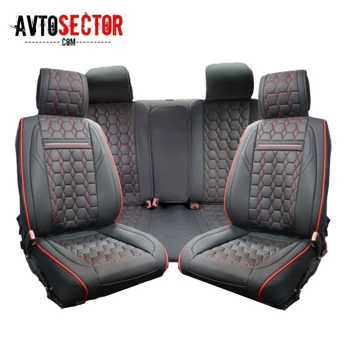 Луксозни кожени калъфи за седалки / тапицерия цвят черен/червен fullco