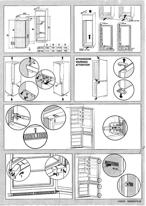 combina frigorifica incorporabila no frost Hotpoint model BCB33AAF, 261 L, Clasa A+, H 186 cm