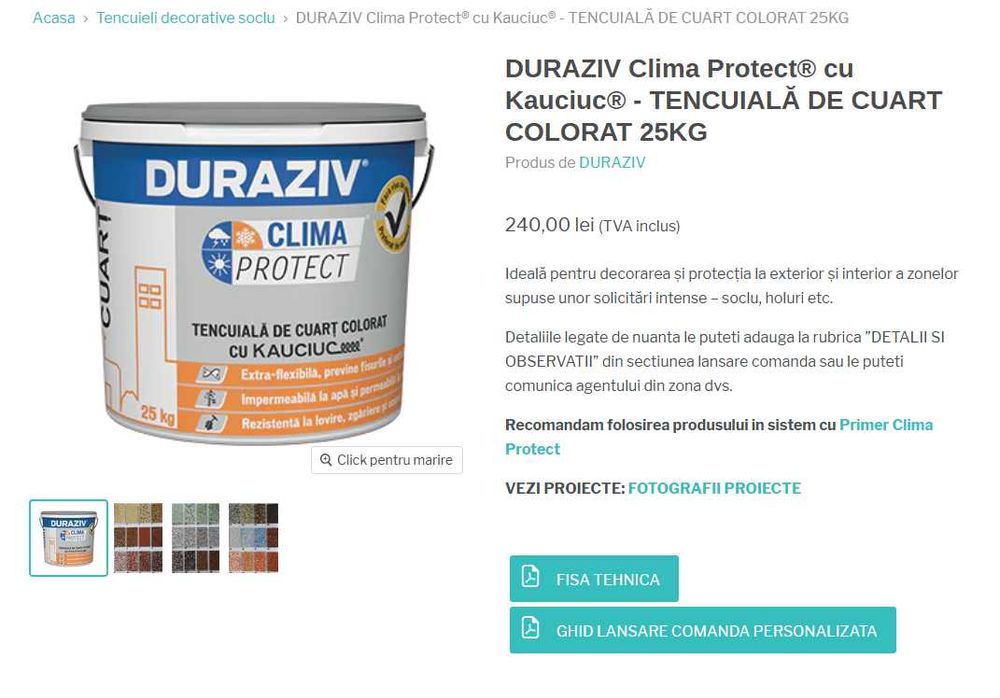 4 x DURAZIV Clima Protect cu Kauciuc-Tencuiala de cuart colorat 25KG