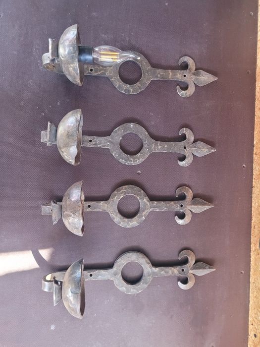 Set 5 piese forjate candelabru, lustra, rustic