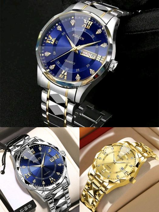 Различни модели мъжки календарни светещи кварцови часовници