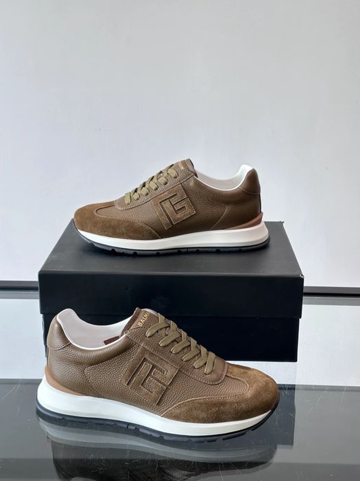 Balmain Monogram Runner Sneaker "Brown Leather"