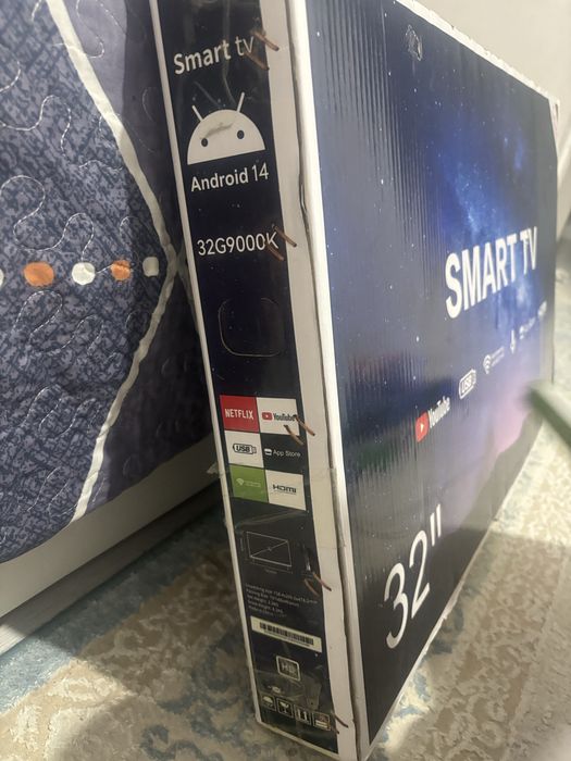 Телевизор смарт 32 новый с кранштейном