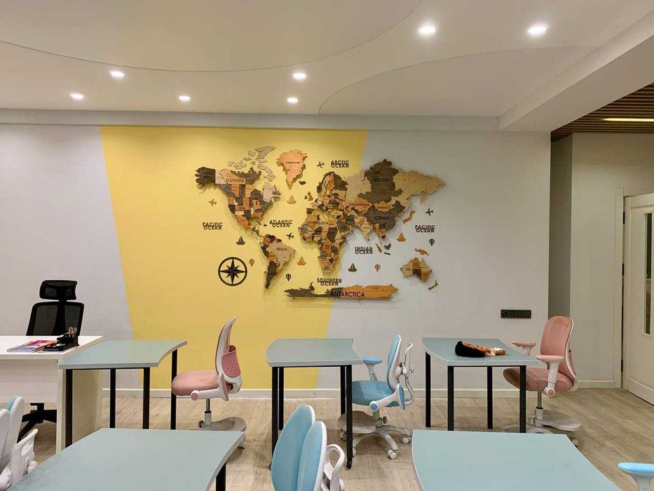 Карта мира 3d из дерева