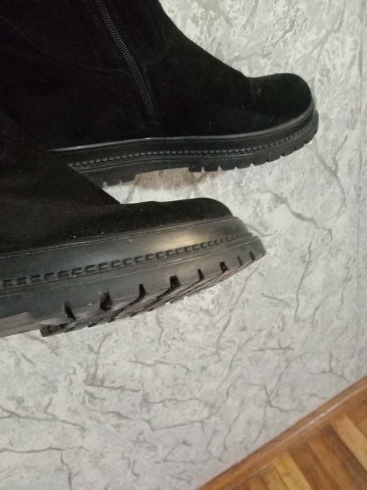 Сапоги черные натуральная замша