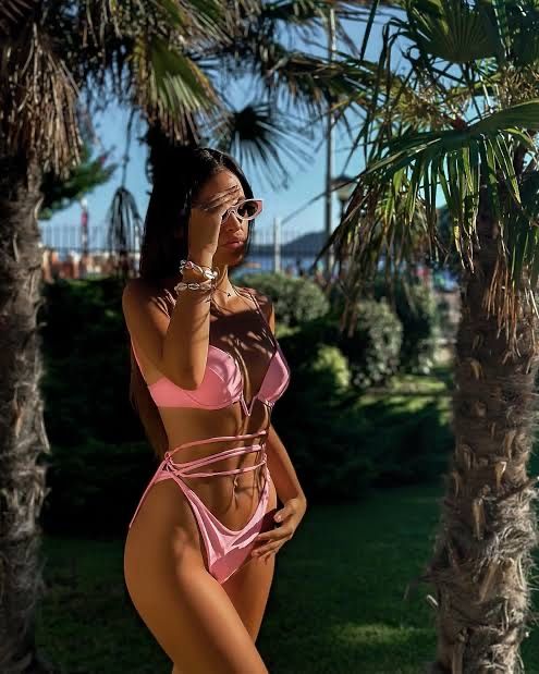 Mugler x H&M розов бански, размер 36