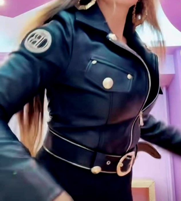 Jacheta dama Balmain,piele naturala 100%,logo metalic auriu/interior i