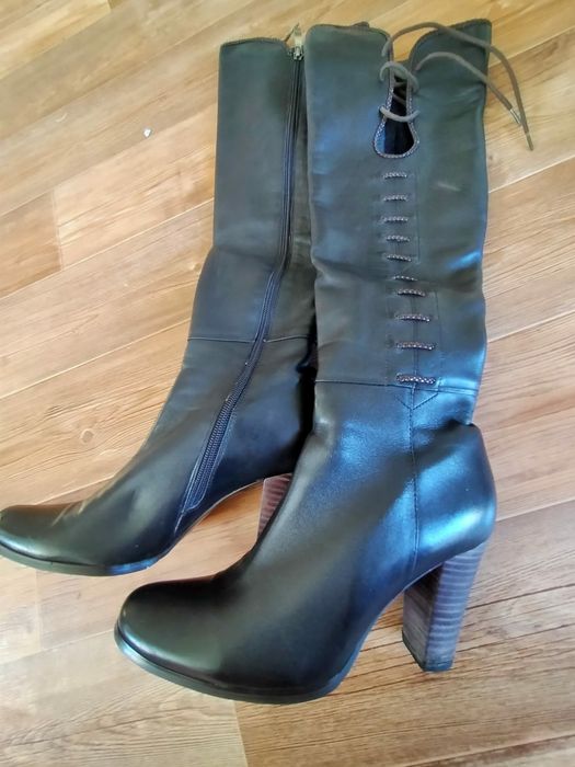 Сапоги демисезонные, кожа