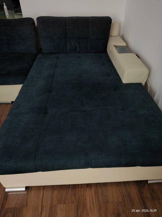 Vând colțar extensibil Stauer, în formă de L — reversibil stânga/dreapta, cu ladă de depozitare