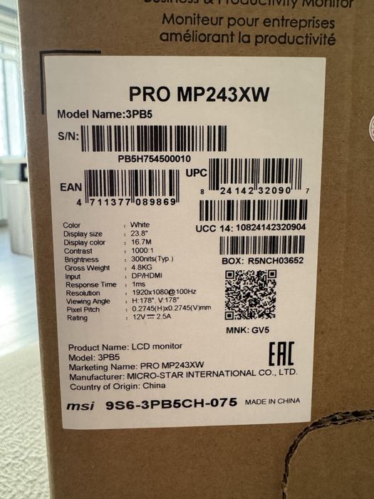 Монитор MSI pro mp243xw