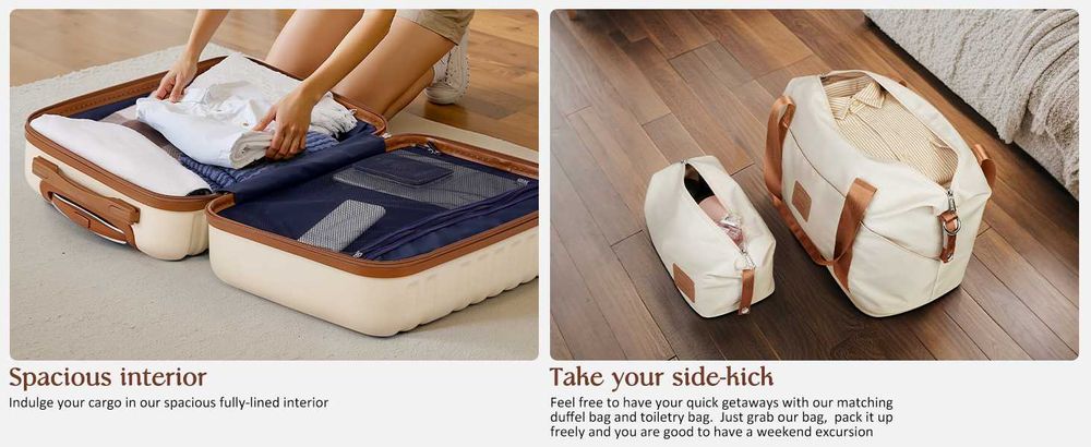 Комплект Coolife, 3 части, багажен куфар с твърда страна и TSA