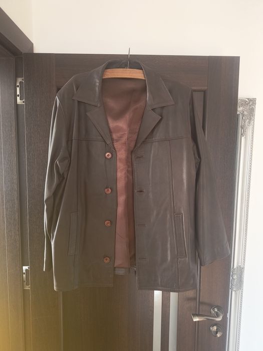 Geacă de piele maro bărbați mărimea L