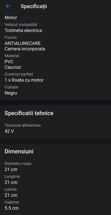 Roata cu motor pentru trotineta electrica Xiaomi 250w